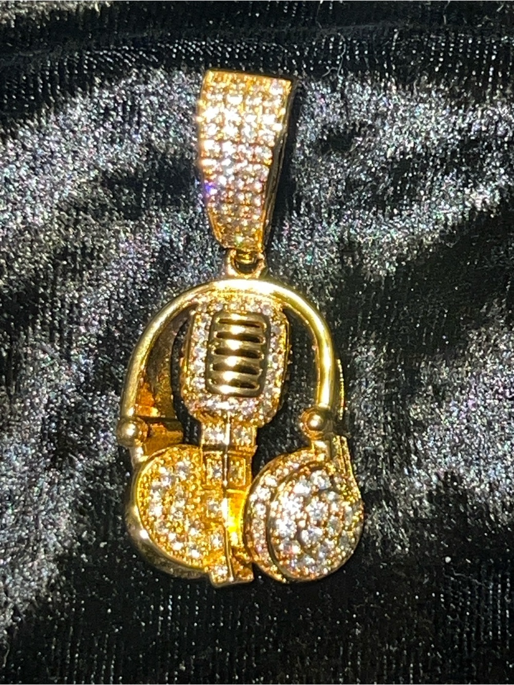Gold Microphone & Headphone Pendant